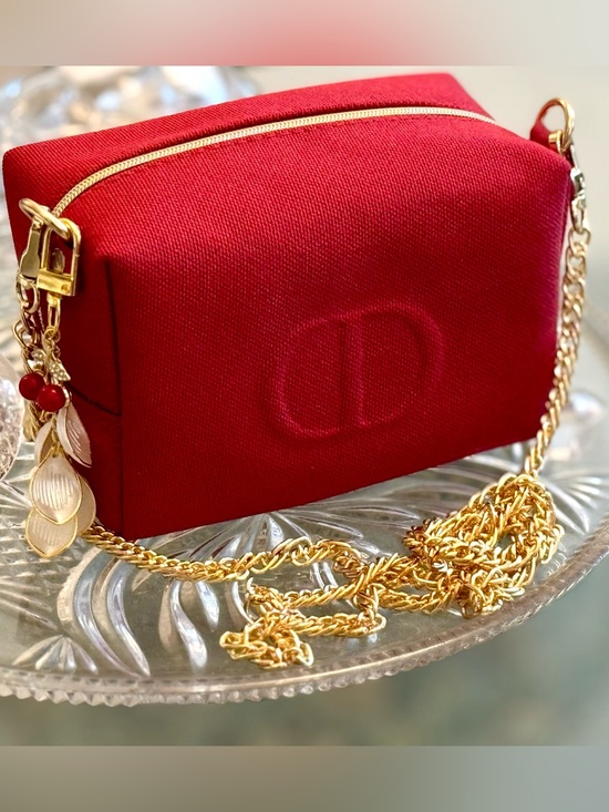 Dior Handbags - Dior Red Canvas Mini Crossbody with Gold Chain